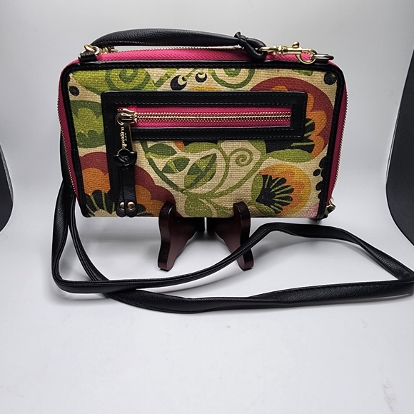 Spartina 449 Handbags - **Host Pick** Spartina Genuine Leather & Natural Linen Floral Crossbody NWOT